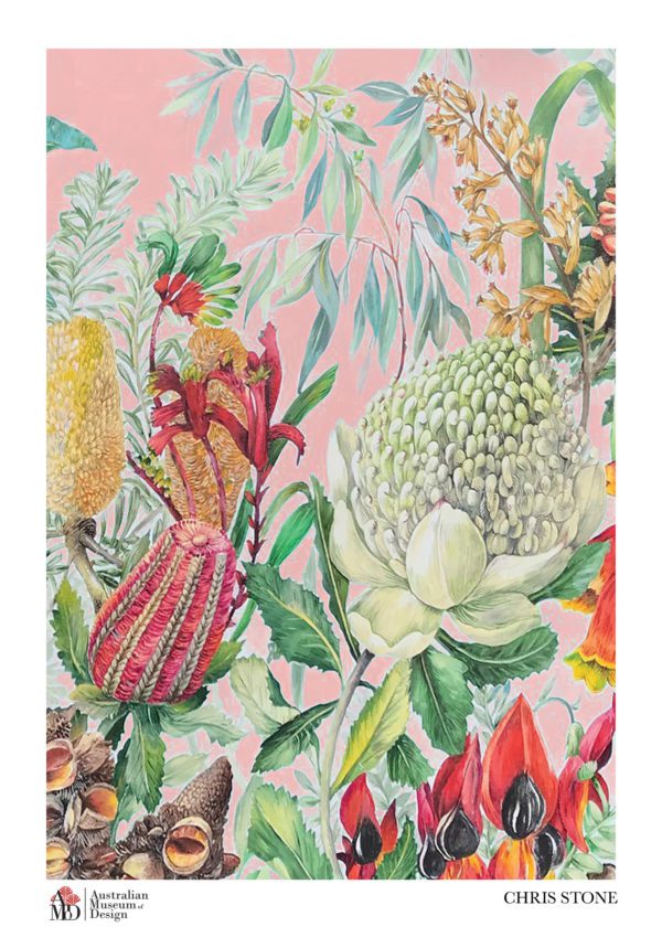 Australian Museum of Design and Chris Stone 'Botanical Pink' Australian Design Tea Towels