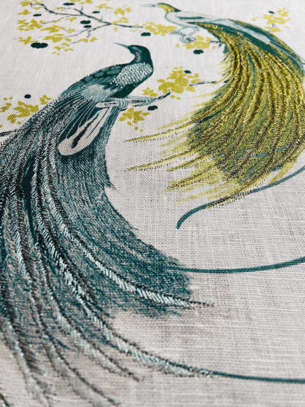 Australian Museum of Design Florence Broadhurst Exotic Birds Teal with Embroidery